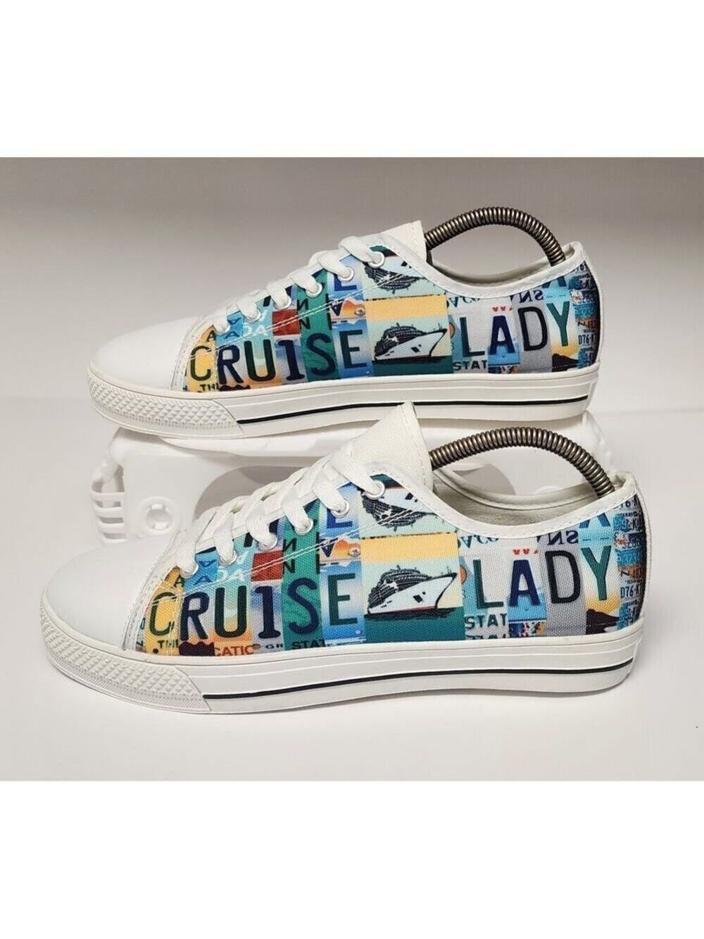 Cruise Lady Custom License Canvas Low Top Casual Sneaker Shoes Size US 10